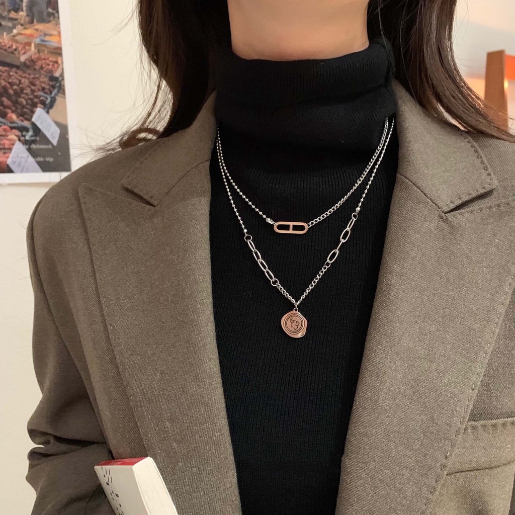 Dây Chuyền Sợi Xích Hai Lớp Ánh Sáng Sang Trọng Thời Trang 2022 Cho Nữ