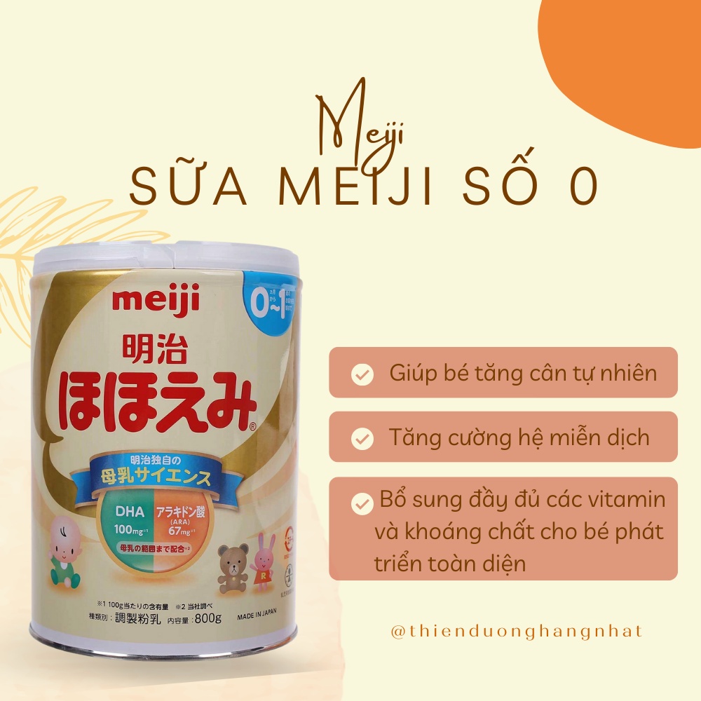 Sữa Meiji lon số 0 (800gr) nội địa Nhật Bản (T3/2024)