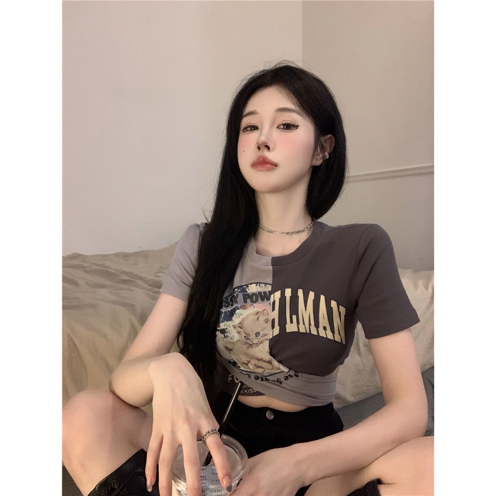 Áo Thun croptop Tay Ngắn Đan Dây Chéo Phong Cách Âu Mỹ Thời Trang Mùa Hè Cho Nữ