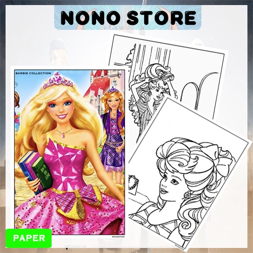 Combo bộ 9 tranh tô màu chủ đề Công chúa Barbie cho bé tập tô màu ( Không trùng )