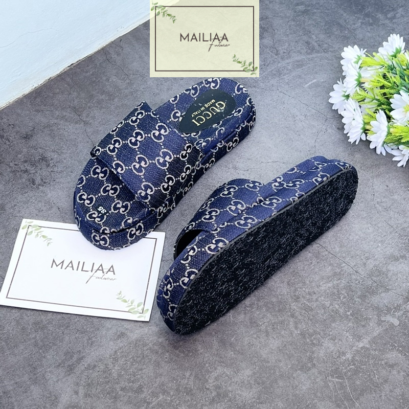 Dép quai bảng ngang MAILIAA mã GC mũi tròn đế xuồng 3,5 phân đi êm