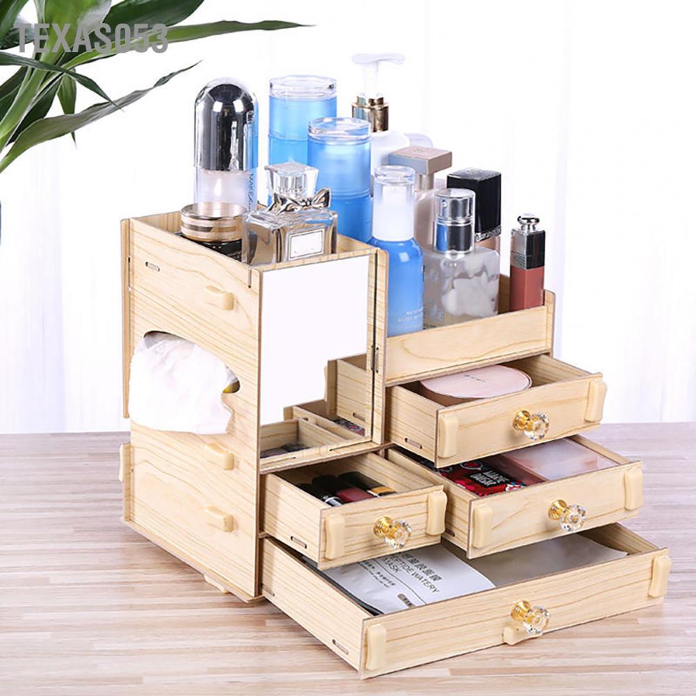 Texas053 Makeup Storage Box Four Draw Design Large Capacity Beautiful Cosmetic Case Display for Dressing Table Desktop