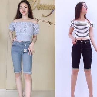 [Ảnh thât + Video] Quần jean ngố lửng nữ màu xanh
