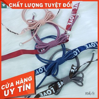 [Hot 2019] Cột tóc nơ ruy băng in chữ love Hàn Quốc xinh xắn cho bạn nữ