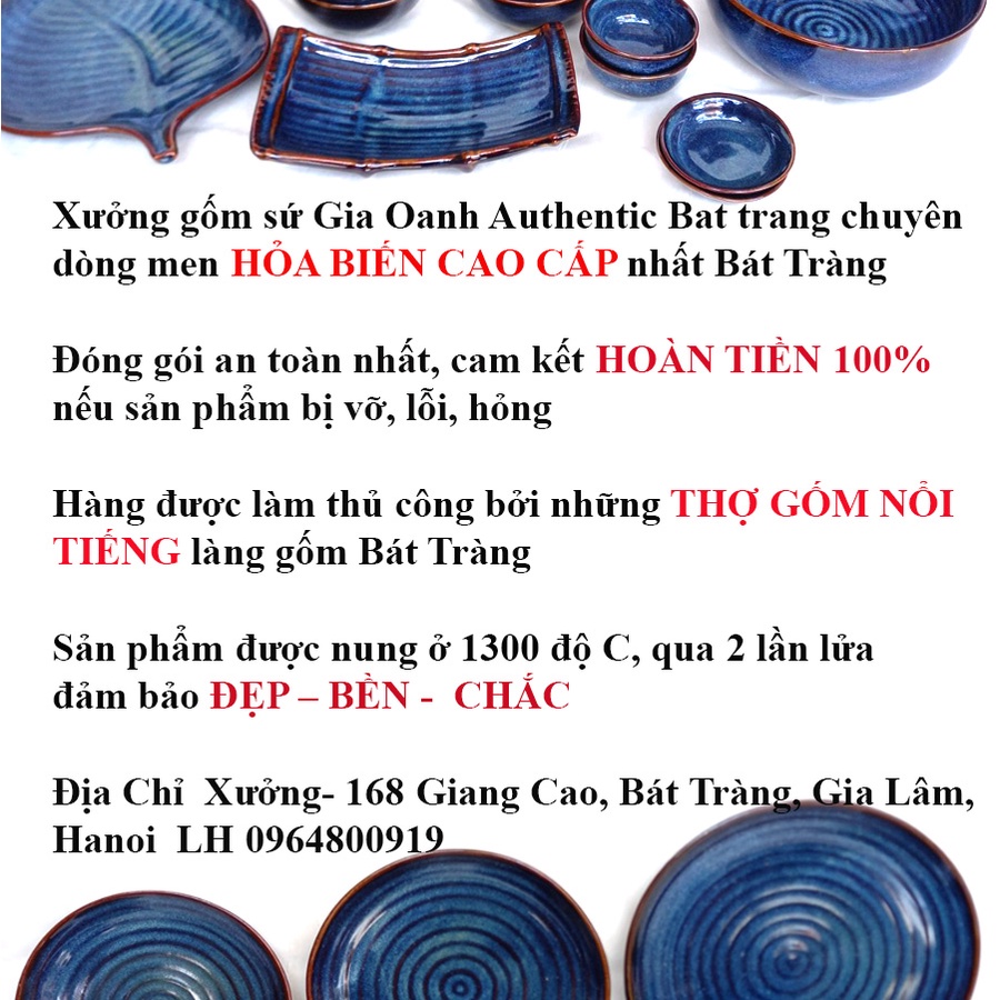 &quot;HOT TREND&quot; Bộ đồ ăn men xanh hỏa biến cao cấp - ĐẸP - SANG TRỌNG - BỀN CHẮC - sx XƯỜNG GỐM GIA OANH AUTHENTIC BAT TRANG