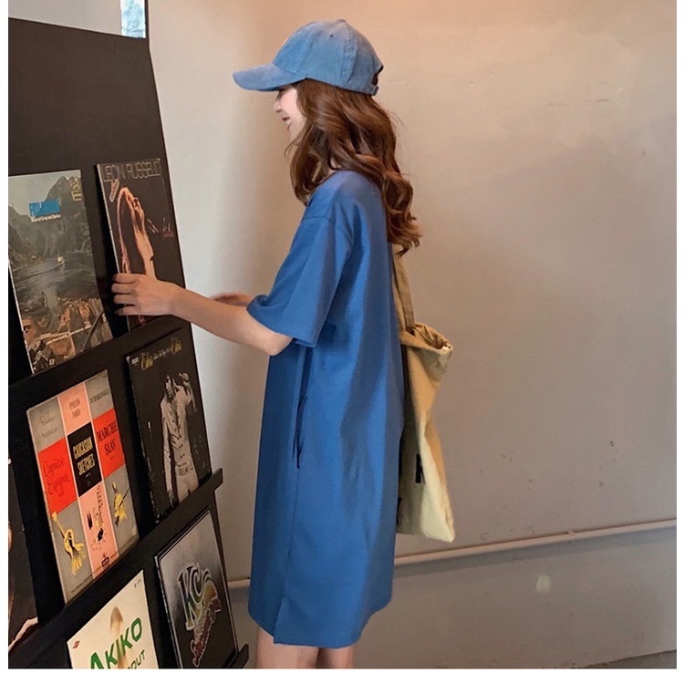 Đầm thun dài ZHELIHANGFEI cotton dáng rộng có túi thời trang mùa hè