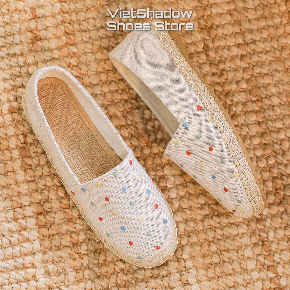 Slip on nữ giày lười vải thêu 2022 chất liệu vải bố 3 màu đen xám và khaki - Mã X-20