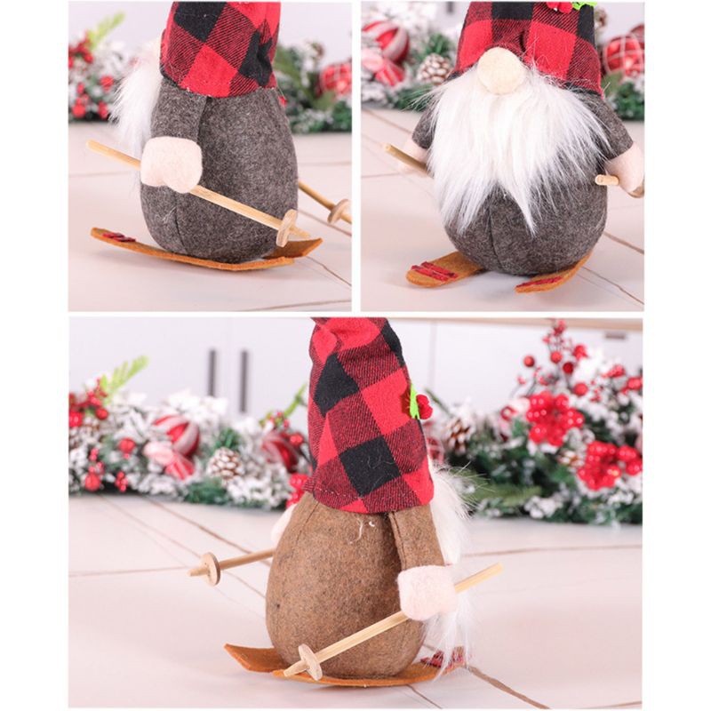 PRI* Handmade Skiing Gnome Swedish Tomte Christmas Elf Doll Toy Ornaments Shop Window Table Decoration