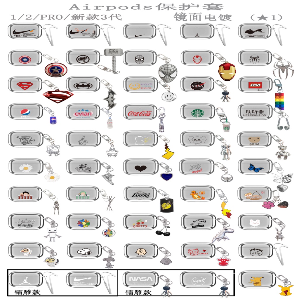 Fashion anime design cover airpods3 airpods1 / 2 pro wireless bluetooth earphone charging box protective case accessories + halterneck necklace