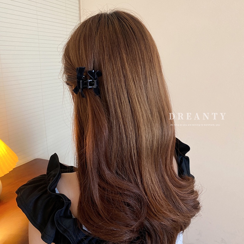 1 Kẹp Tóc Nơ Nhỏ Bằng Nhung Màu Đen Thời Trang Hàn Quốc