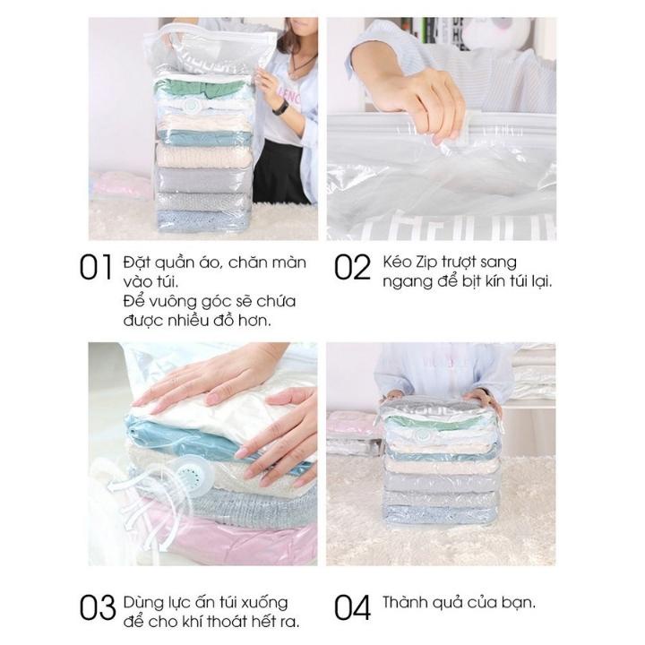Túi Đựng Quần Áo Hút Chân Không Bằng Tay,Túi Zip Hút Chân Không Đựng Quần Áo Chăn Mền Gối Thông Minh