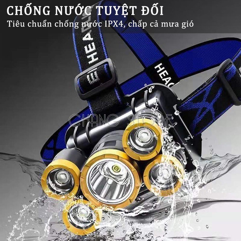 Đèn Pin Đội Đầu T6 5 Bóng Siêu Sáng Kèm Pin Sạc rẻ như bán sỉ 100% giảm giá 50% mua ngay