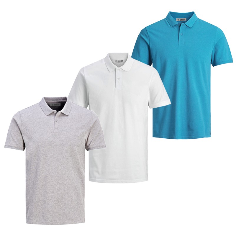 Combo 3 áo thun cổ bẻ nam chuẩn phong cách mới Zonado ZAb19 (xám, trắng, xanh da)