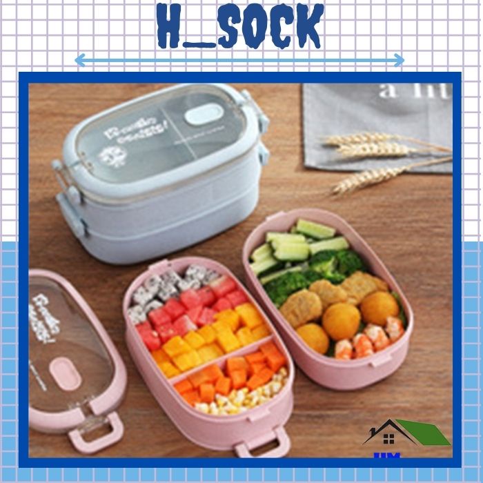 Hộp cơm lúa mạch 2 tầng GD53