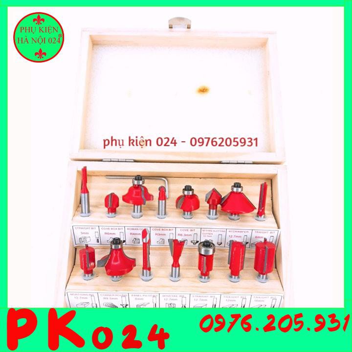 Bộ mũi phay gỗ, soi gỗ 15 chi tiết 6.35mm