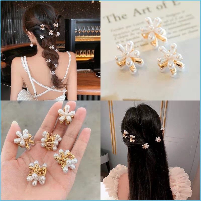 Kẹp Tóc Hình Hoa Cúc Đính Ngọc Trai Giả Phong Cách Hàn Quốc Thanh Lịch Dành Cho Nữ