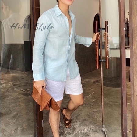 Áo Sơ Mi Nam Tay Dài Trơn Linen Tưng