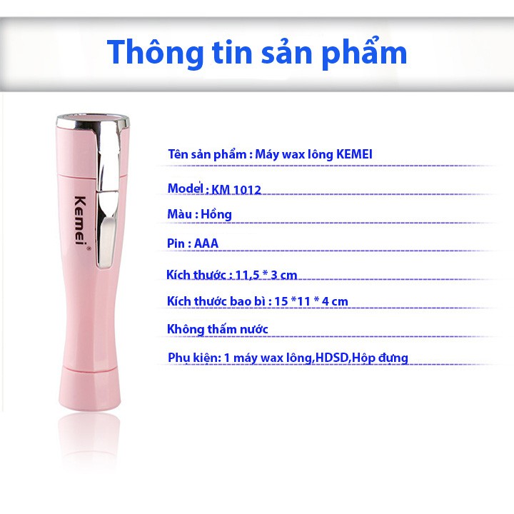 Máy wax lông - Máy triệt Lông Mini KEMEI tiện dụng - BẢO HÀNH 1-1