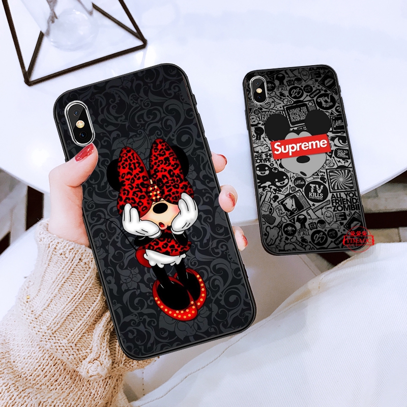 Ốp điện thoại mềm họa tiết Supreme và chuột Mickey dễ thương 103A cho iPhone XS Max XR X 11 Pro 7 8 6 6S Plus