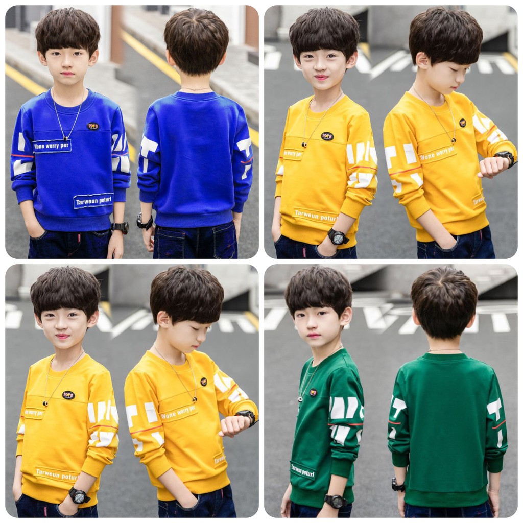 Áo thu đông dành cho bé trai 14-45kg mẫu Worry Per. Chất liệu đẹp, đường may kỹ. MA77