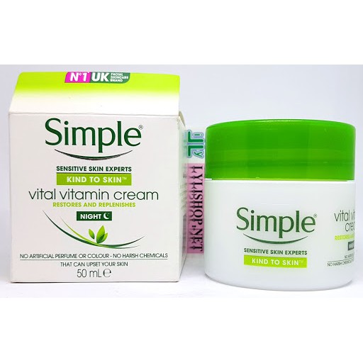 Kem Dưỡng Da Ban Ngày Simple Kind To Skin Vital Vitamin Day Cream SPF15 50ml Cho Da Nhạy Cảm