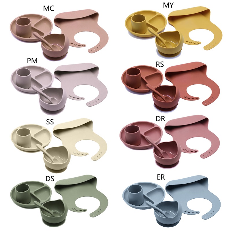 Bộ Dụng Cụ Ăn Dặm Bằng Silicone Chống Trượt Cho Bé