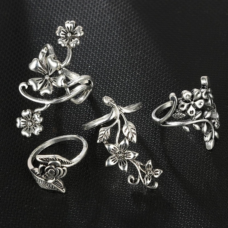 Bộ 4 Nhẫn Đeo Tay Phong Cách Vintage Xinh Xắn