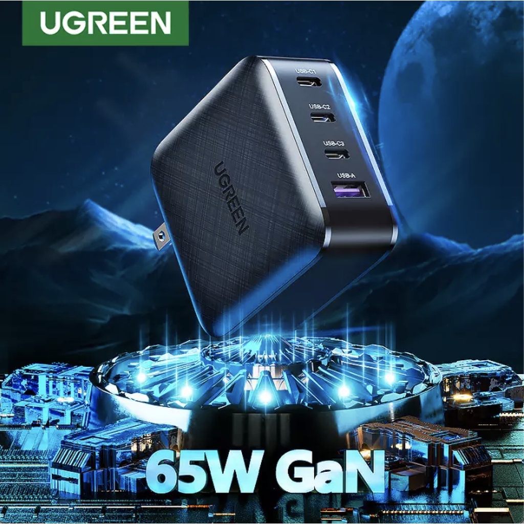 Cốc Sạc UG.REEN 65W GaN 4 Cổng Sạc Nhanh Power PD 3.0 Dành cho iPhone Samsung Macbook