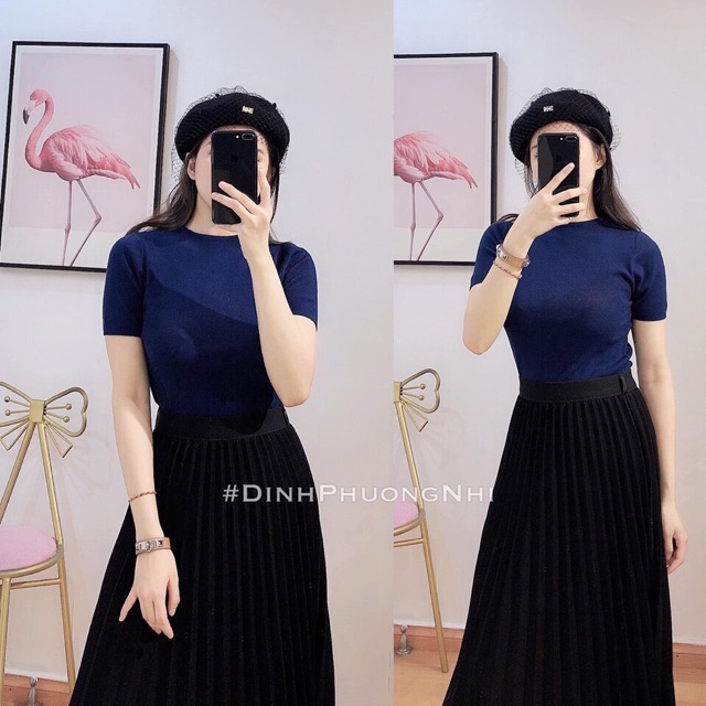 Áo len mịn tay cộc, Áo len cổ tròn ngắn tay co giãn AL1611 - NhiNhi Shop | BigBuy360 - bigbuy360.vn