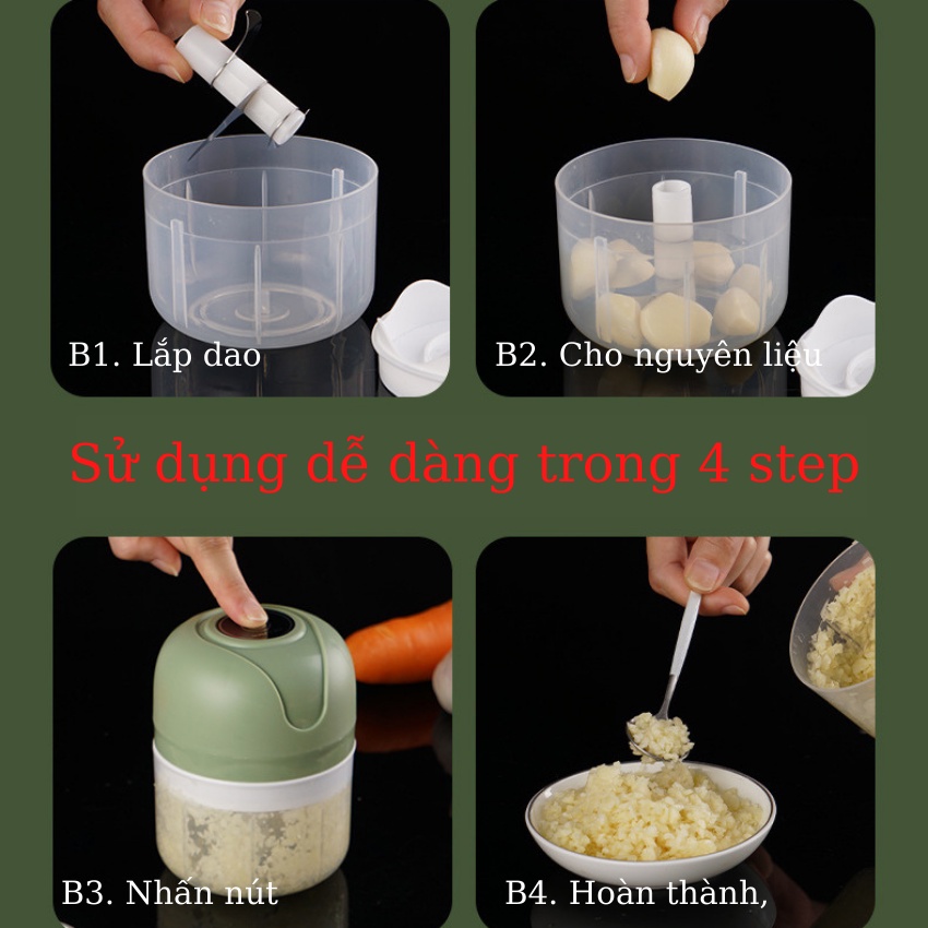 Máy Xay Tỏi Ớt Mini Cầm Tay Đa Năng, Máy Xay Đồ Ăn Dặm Cho Bé Tiện Lợi - Darling Home