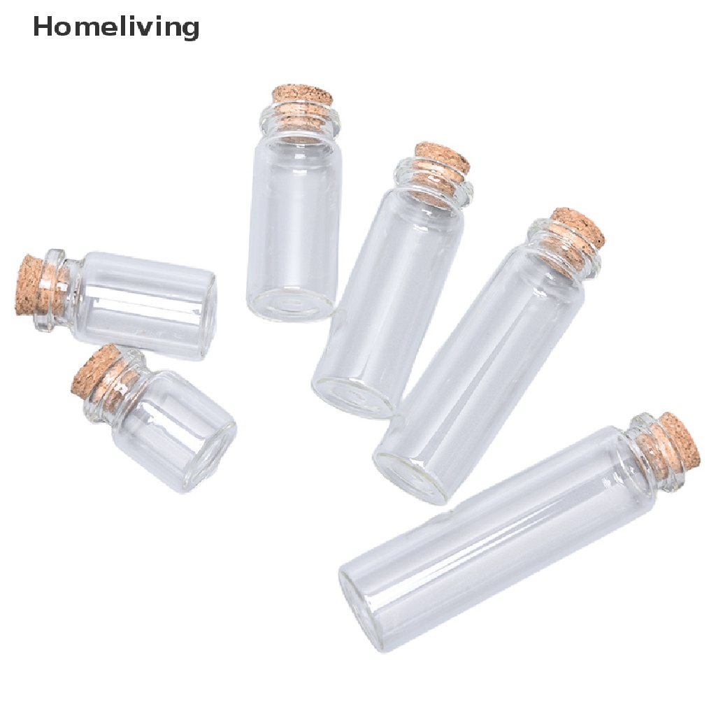 Set 10 Chai Thủy Tinh Mini Có Nút Bần Dùng Trang Trí Đám Cưới