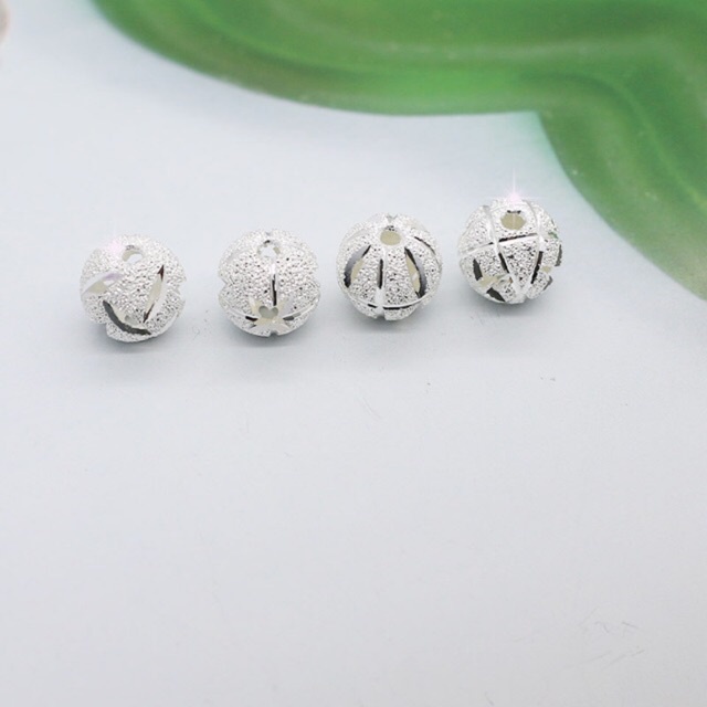 ✅ BÁN SỈ ✅ Charm bi cát bạc 6, 8mm hàng đẹp - Bạc xịn loại 1, PH072