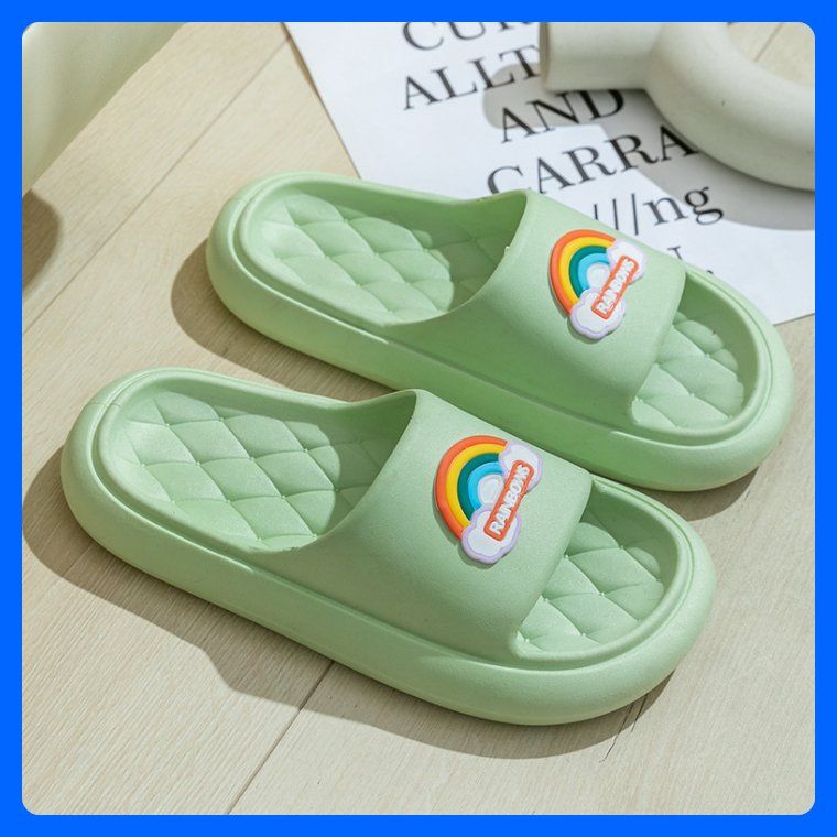 Dép bánh mì dễ thương cầu vồng rainbow nhiều màu quai ngang thời trang nữ đi êm nhẹ đế cao chống trượt cho học sinh