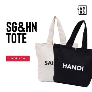 Túi tote vải canvas in chữ Saigon Hanoi JAMLOS