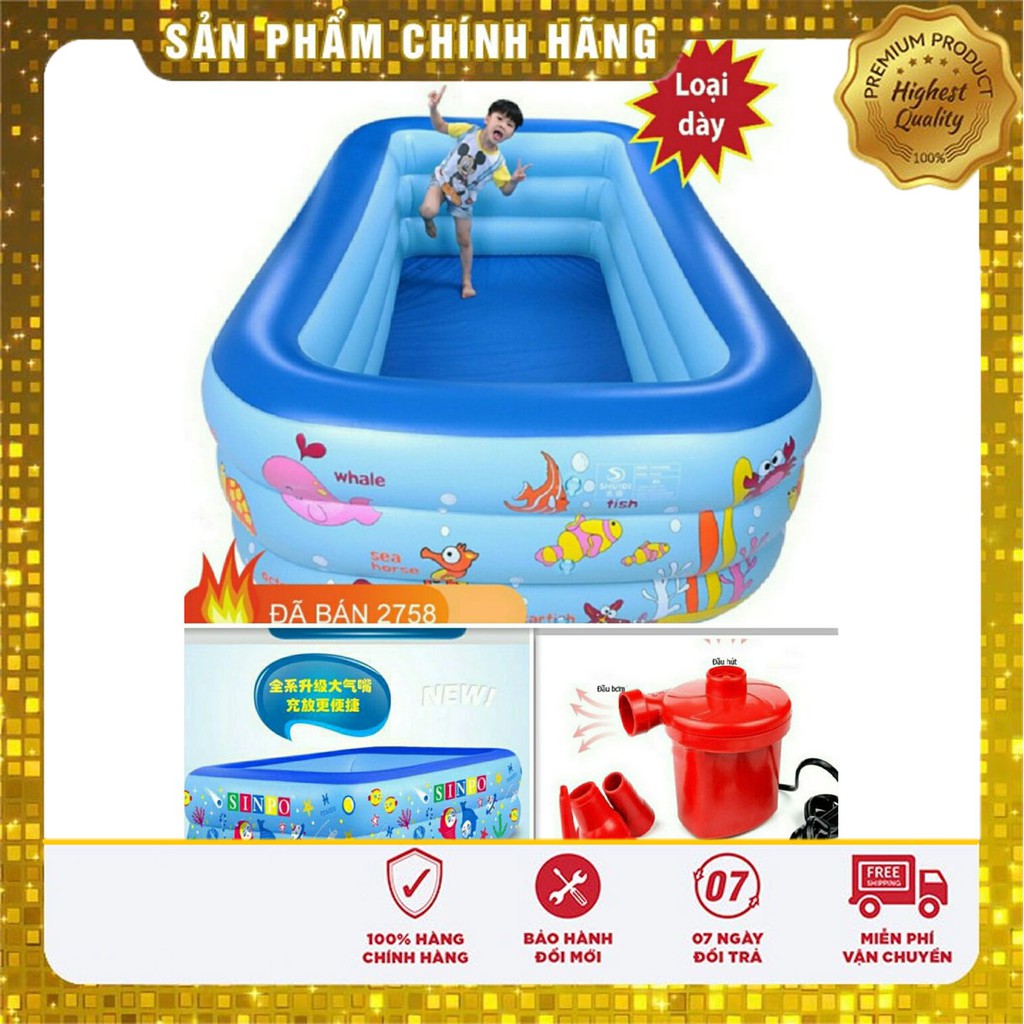 (Hàng loại 1)Bể phao bơi 3 tầng 1.5m có đáy chống trượt nhiều kích thước