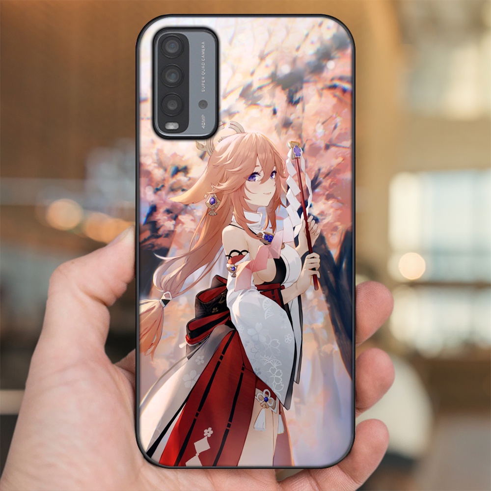 Ốp lưng Xiaomi Redmi 9T viền đen in hình Yae Miko Genshin Impact