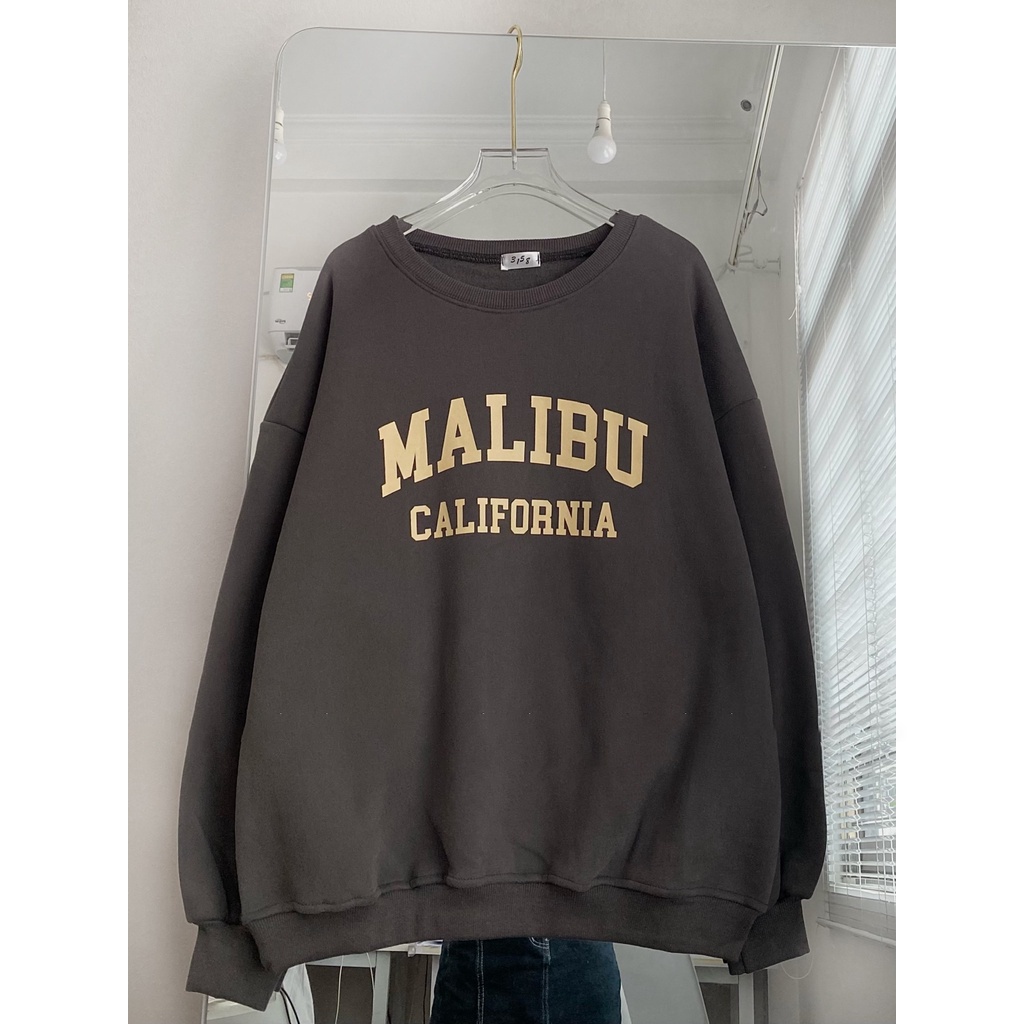Áo Sweater MAILIBU CALIFORNIA Nỉ Bông form rộng basic tay dài dày dặn ấm áp cặp đôi nam nữ unisex vn aomifashion
