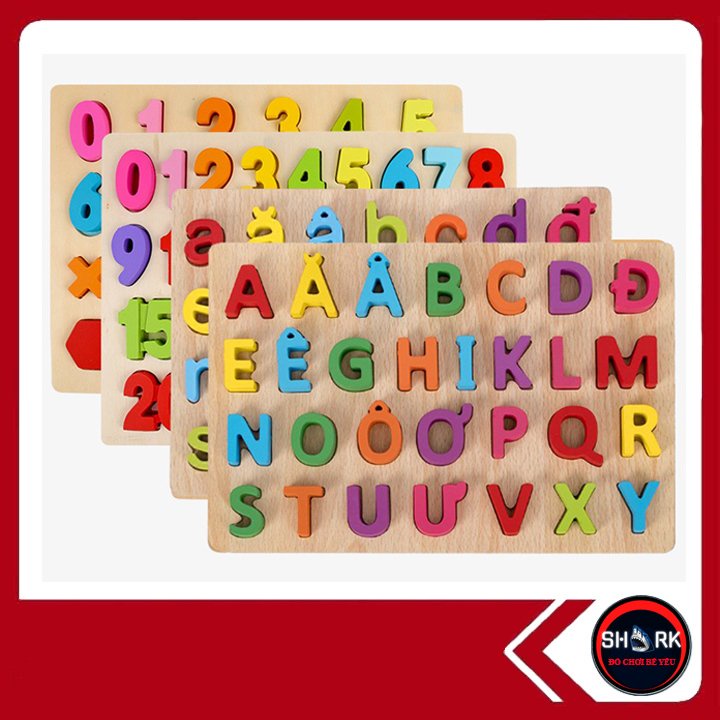 Bảng Gỗ Nổi Cho Bé Học Chữ Cái, Hình Khối Và Chữ Số Kích Thước 20x20Cm - Nhíp Shop