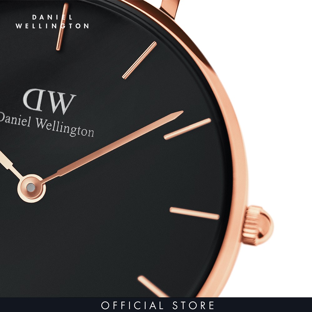 Đồng hồ Nữ Daniel Wellington dây lưới - Petite Melrose mặt đen - vỏ vàng hồng | BigBuy360 - bigbuy360.vn