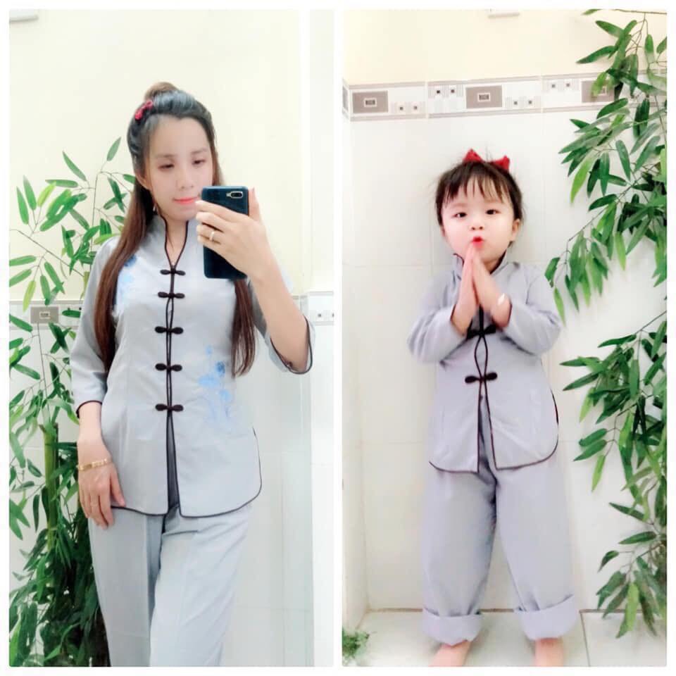 Đồ Lam Đi Chùa Thêu sen Cho Bé
