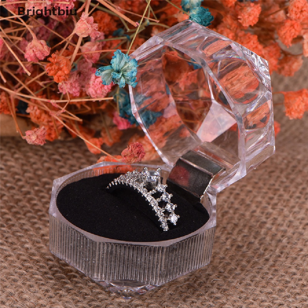 Clear Acrylic Jewelry Gift Box for Ring Holder Wedding Engagement Present New