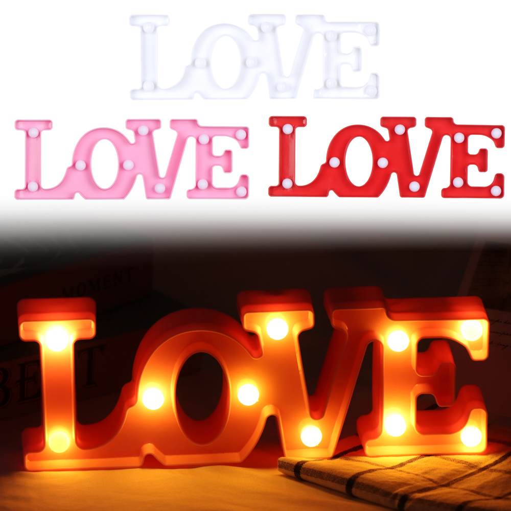 Đèn LED hình chữ Love 3D xinh xắn ấm áp màu trắng trang trí đám cưới/ ngày Valentine