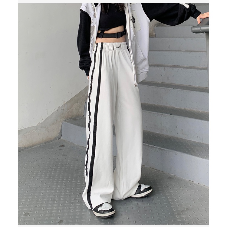 NRVP Quần Thể Thao Nữ Ống Rộng Phong Cách Thời Trang Đường Phố Hàn Quốc Mới