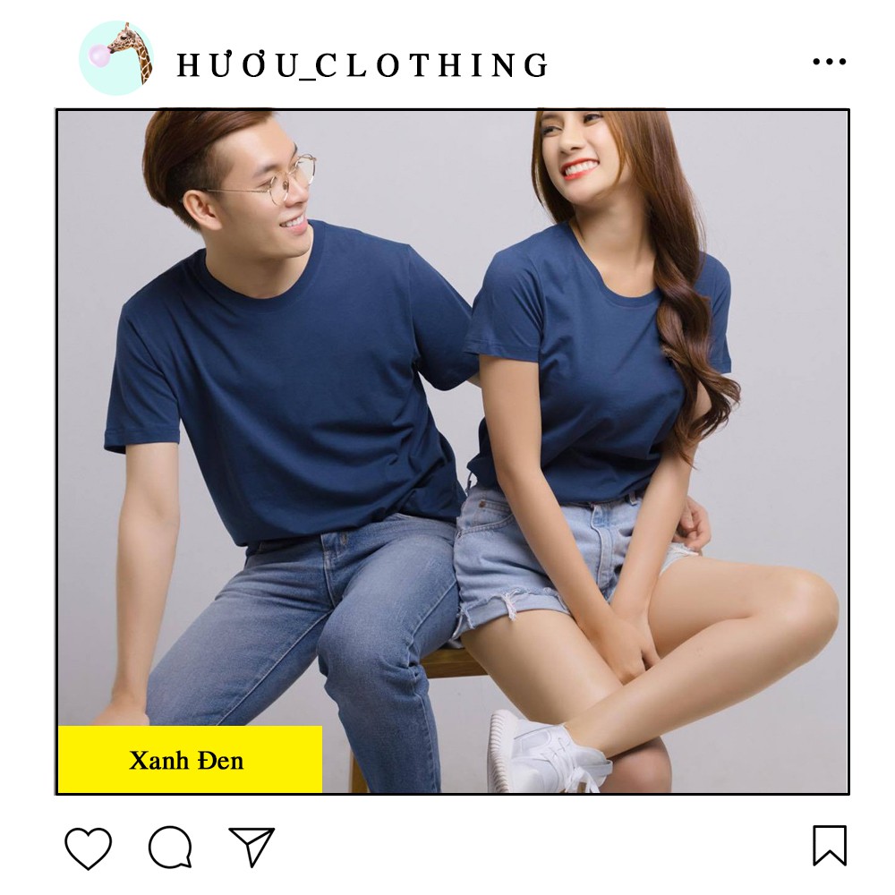 Áo thun trơn cổ tròn unisex thời trang màu xanh dương