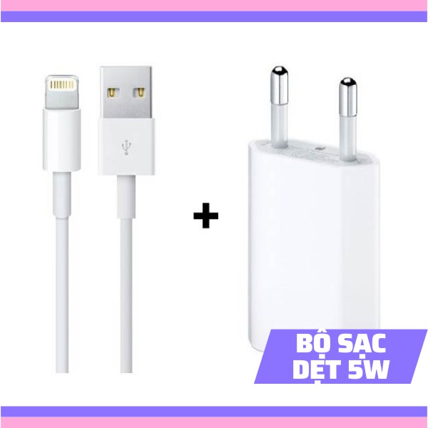 Combo bộ sạc dẹt 5W và cáp lightning bóc máy cho các đời IP 11 | XS Max | XS | XR | X | 8 | 7 | 6S | 6