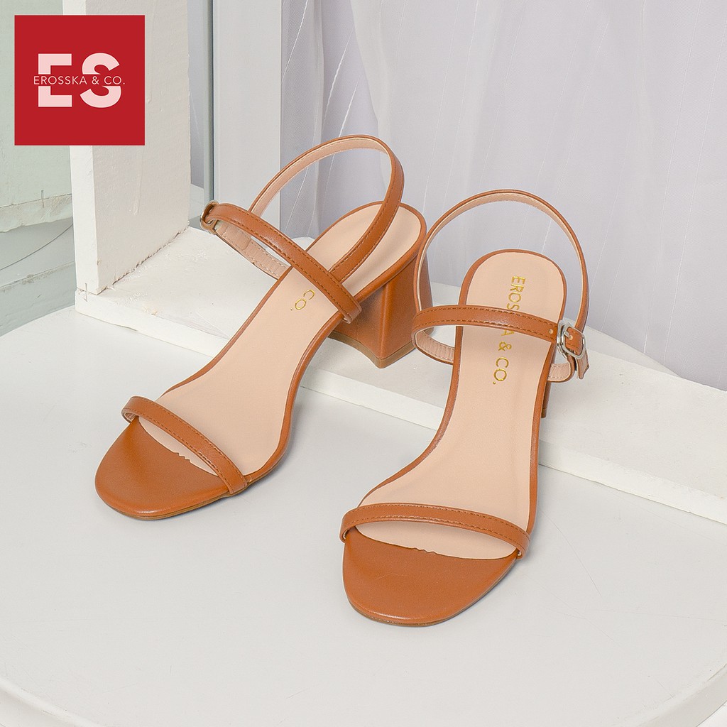 [Mã WABRDEC12 giảm 10% đơn 99K] Sandal cao gót nữ 4 phân quai mảnh gót vuông Erosska - EM079