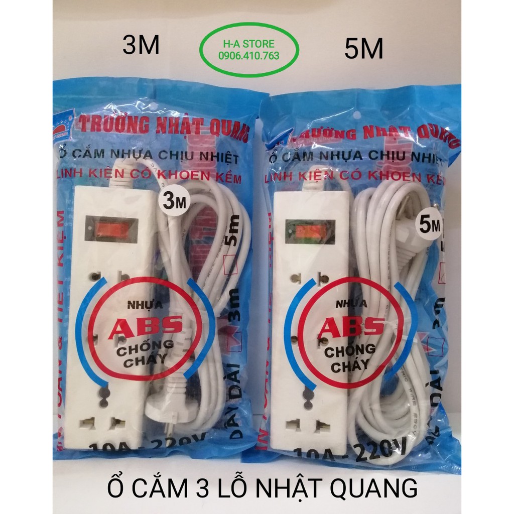 Ổ cắm điện dài 3 lỗ Nhật Quang 3M / 5M