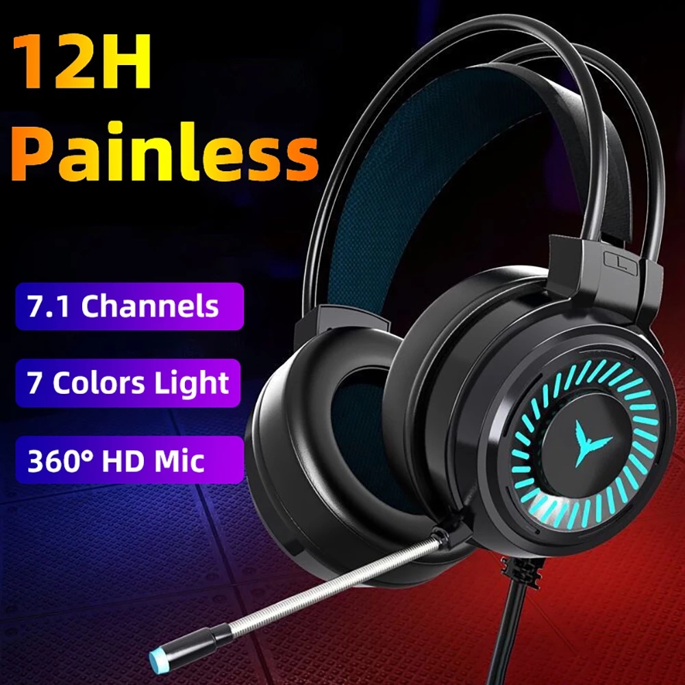 Tai Nghe Trùm Đầu Chơi Game Có Dây Âm Thanh Vòm Cổng USB Nhiều Màu Cho PC Laptop