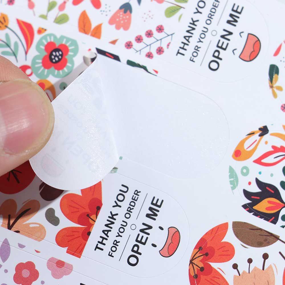 KUNHEV Set 100 Nhãn Dán Trang Trí Gói Quà 2*7cm In Chữ Thank You 5 Kiểu Dáng