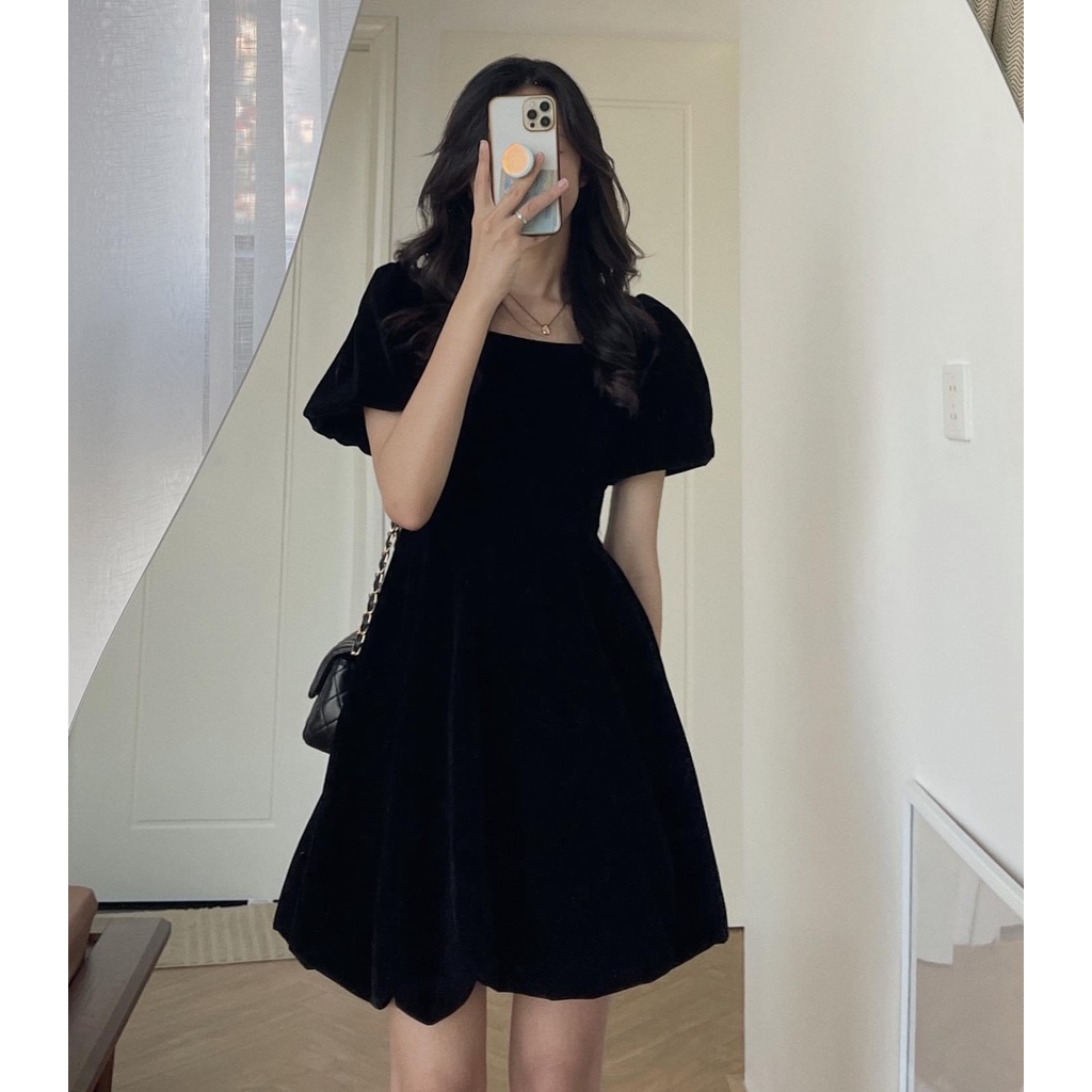 Váy Nhung Tay Phồng Diện Tết Siêu Yêu ❤️❤️[RẺ VÔ ĐỊCH]❤️❤️ Siêu Sexy, Chất Siêu Đẹp